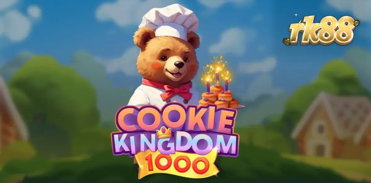 Tampilan visual permainan slot Cookie Kingdom 1000 dengan tema permen dan kue
